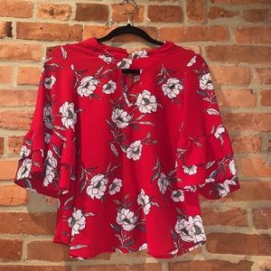 Red Floral Blouse